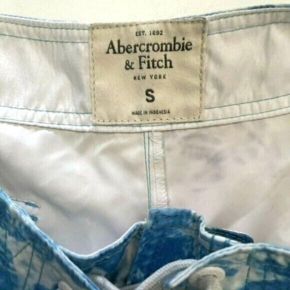 Abercrombie & Fitch Swim Trunks Mens Small Blue Board‎ Shorts Waves Turtle - Picture 6 of 6